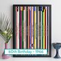 Personalised 60th Birthday Print Music Gift Year 1966, thumbnail 1 of 8