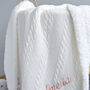 Personalised White Knitted Blanket With Bow, thumbnail 7 of 8
