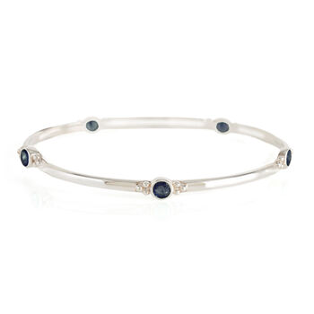 Personalised Holi Jewel Birthstone Silver Stacking Bangle, 2 of 11