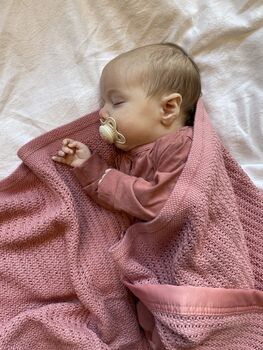 Pink Cellular Baby Blanket | Organic Cotton, 2 of 10