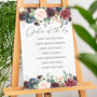 Burgundy Floral Order Of The Day Service Wedding Sign, thumbnail 1 of 3