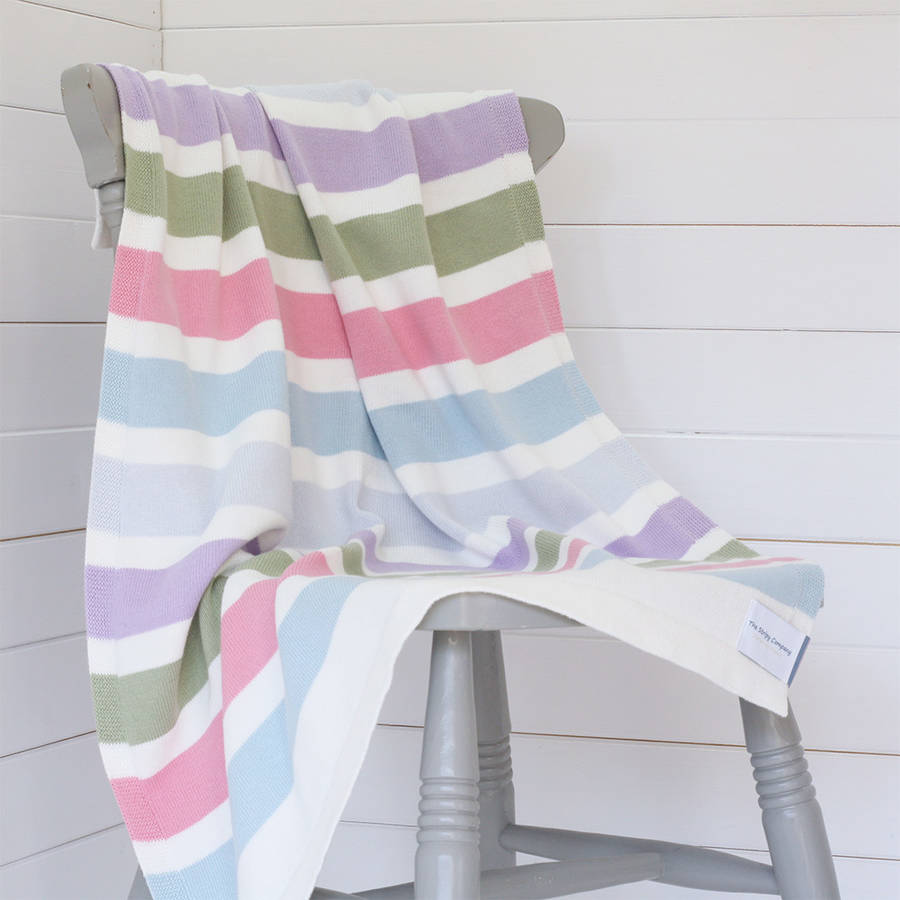 cotton multi striped baby shawl blanket by the stripy company