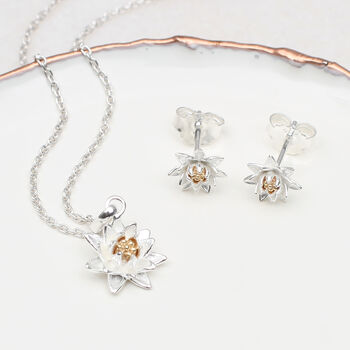 Sterling Silver Earring And Necklace Birth Flower Set, 9 of 12
