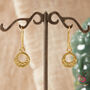 Tiny Matte Gold And Silver Detailed Circle Drop Earrings, thumbnail 6 of 10
