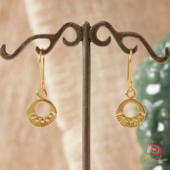 Tiny Matte Gold And Silver Detailed Circle Drop Earrings, 6 of 10