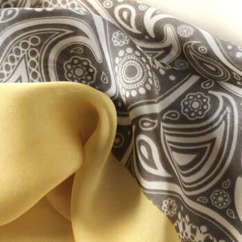 Yellow And Grey Paisley Colourful Scarf For Her, 5 of 5