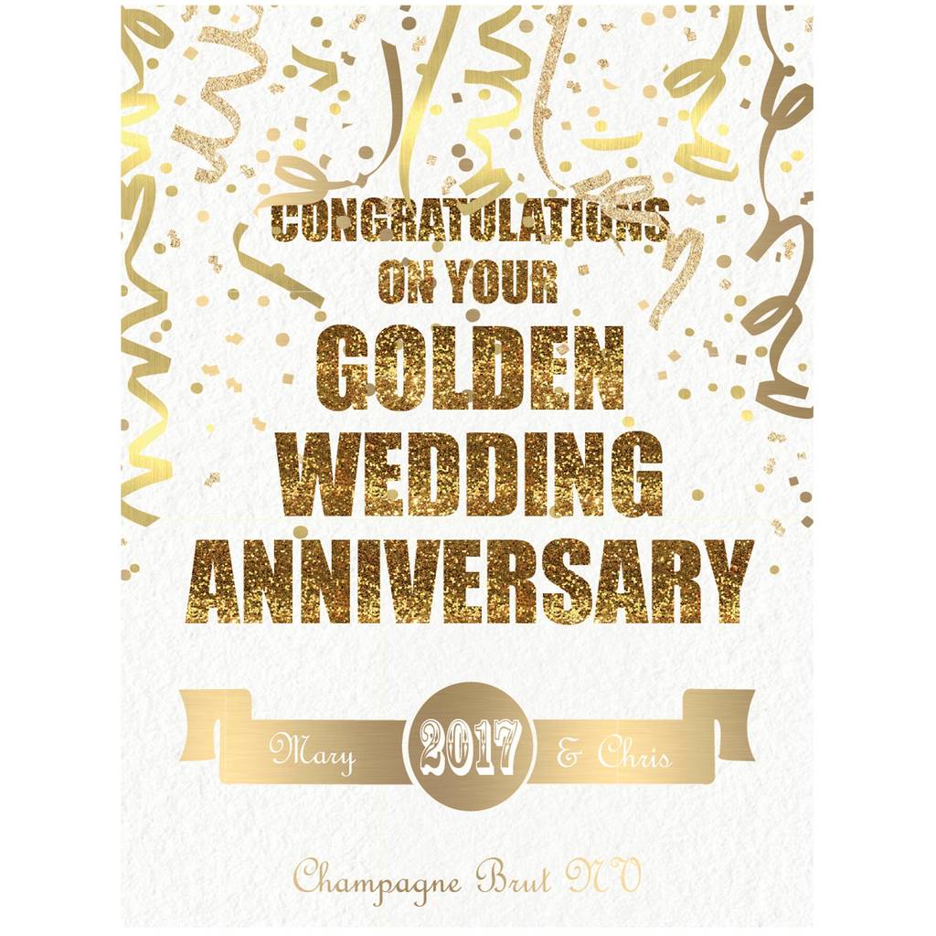 50th golden  wedding  anniversary  champagne by bottle bazaar 