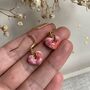 Small Speckled Pink Dainty Ceramic Heart Earrings, thumbnail 5 of 7
