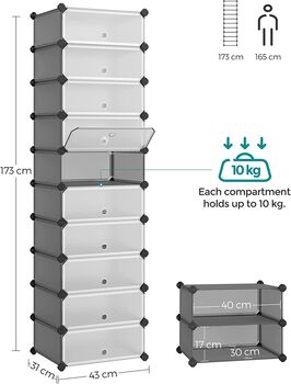 Interlocking 10 Grey Slots Modular Rack Shelf Unit, 7 of 7