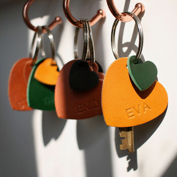 Personalised Leather Heart Keyring, 2 of 9