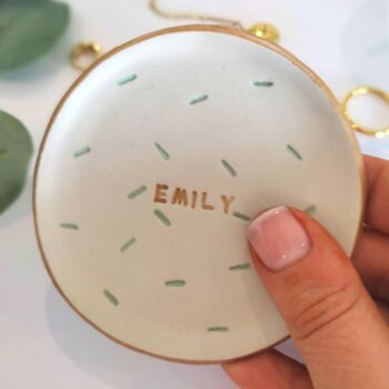 Personalised Handmade Green And Gold Ring Dish, 11 of 12