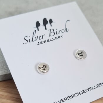 Mini Sterling Silver Heart Stud Earrings, 3 of 8