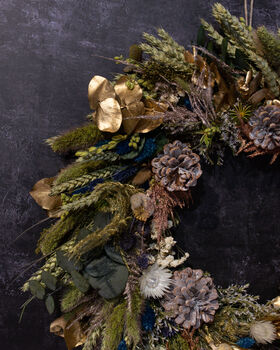 Christmas Dried Flower Wreath In Festive Shades, 3 of 4