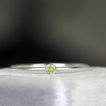 Green Peridot Solitaire Ring Gold Or Silver, 9 of 11