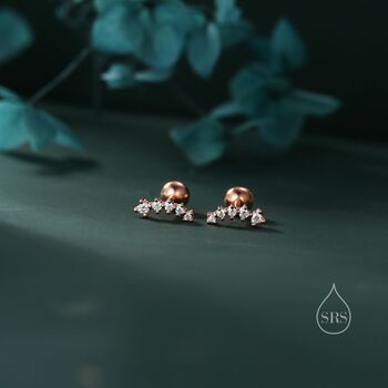 Sterling Silver Tiny Shooting Star Cz Screw Back, 8 of 12