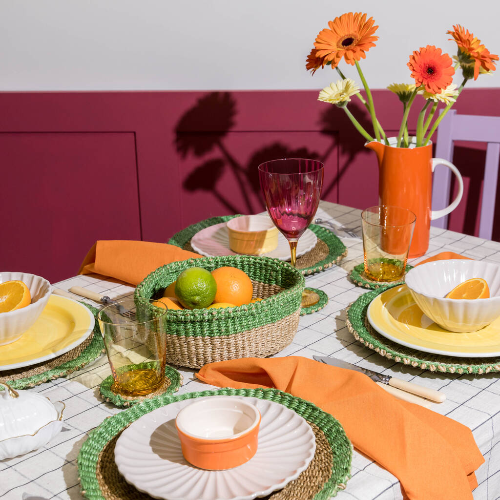 Kamaria: Green And Brown Woven Coaster Or Placemat, 1 of 5