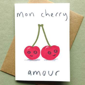 Mon Cherry Amour Card Valentines Love Card, 2 of 2