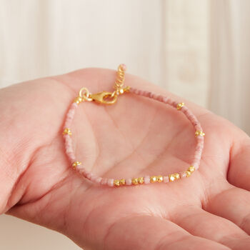 Pink Opal And Gold And Silver Beaded Bracelet, 5 of 11