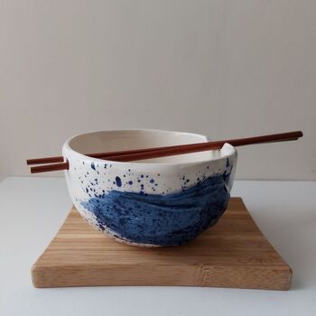 Handmade Ceramic Ramen Bowl With Chopsticks, 5 of 7
