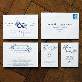 Blue China Wedding Invitations And Save The Date, 2 of 11