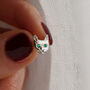 Silver And Emerald Cat Face Earrings, thumbnail 3 of 3