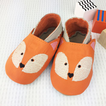Personalised Embroidered Fox Baby Shoes, 4 of 9