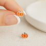 Sterling Silver Pumpkin Stud Earrings: Autumn Halloween Gift – 5mm, thumbnail 1 of 4