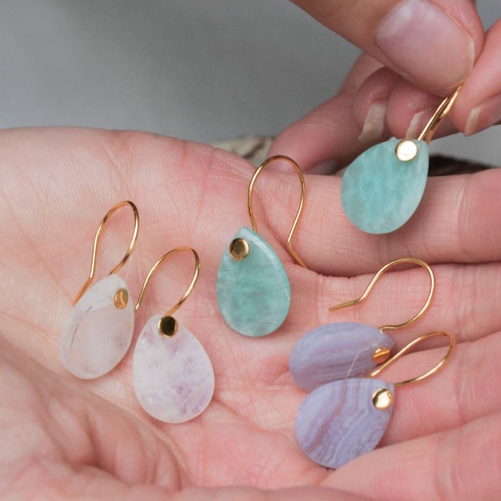 Smooth Teardrop Gemstone Earrings