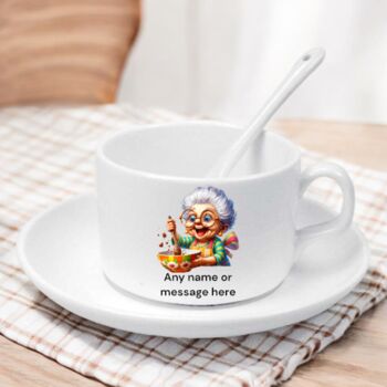Personalised Teacup Set, Nan, Mum Coffee Set. Potty Tea, 6 of 8