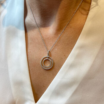 Double Circle Necklace Rose Or Gold Plated 925 Silver, 2 of 7