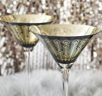 Midnight Peacock Electroplated Martini Glass, 3 of 4