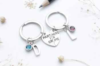 Partners In Crime Matching Personalised Keyrings, Best Friend Set, 3 of 9