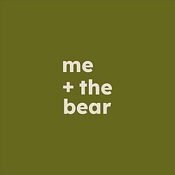 me and the bear logo, me + the bear in cream font over an olive background 