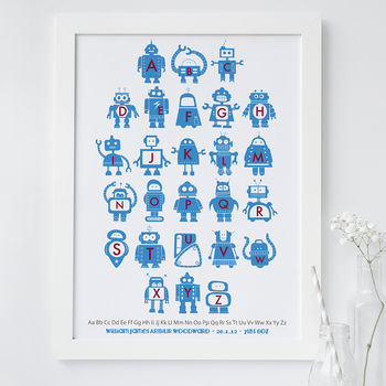 Personalised Children's Robot Alphabet Print, 3 of 7