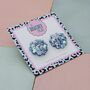 Sea Shell Glitter Resin Stud Earrings Pink, Blue And Coral, thumbnail 6 of 12