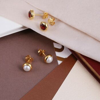 Birthstone Studs In Silver Or Gold Vermeil Plated, 2 of 12