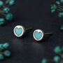 Sterling Silver Turquoise Heart Stud Earrings, thumbnail 2 of 6