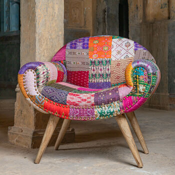 Retro Kantha Patchwork Nest Chair, 3 of 10