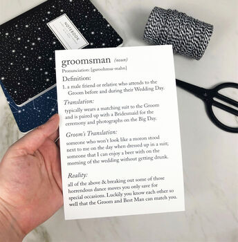 Funny Groomsman Definitions A5 Card By The New Witty