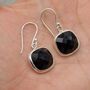 Black Square Onyx Sterling Silver Earrings, thumbnail 5 of 11