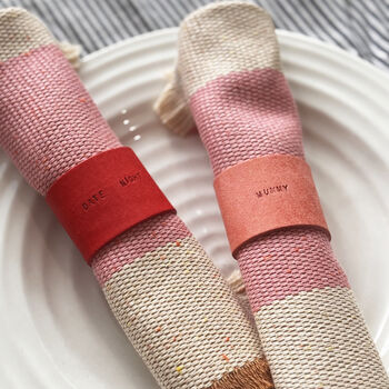 Personalised Mini Text Leather Napkin Ring, 2 of 6