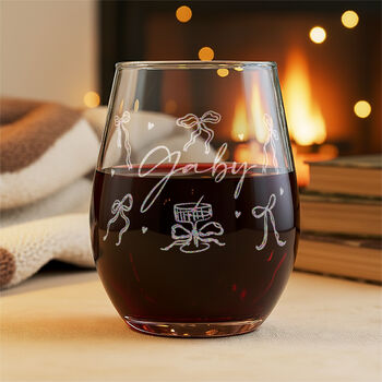 Personalised Bows And Hearts Bestie Friendship Stemless Glass, 2 of 5