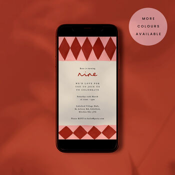 Digital Download Birthday Party Invite With Diamond Border, 3 of 5