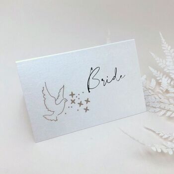 Pack Of 10 Dove Laser Cut Wedding Place Cards, 2 of 7