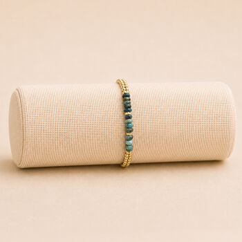 Waterproof Gold Plated Stainless Steel African Turquoise Bead Bracelet, 2 of 8