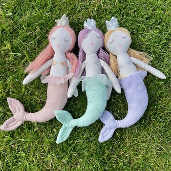 Linen Mermaid Princess With Pink Hair, 4 of 8