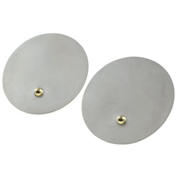 Large Silver Disc With Gold Ball Stud Earrings, 2 of 7