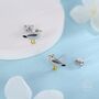 Sterling Silver Tiny Sterling Silver Seagull Bird Stud Earrings, thumbnail 4 of 12