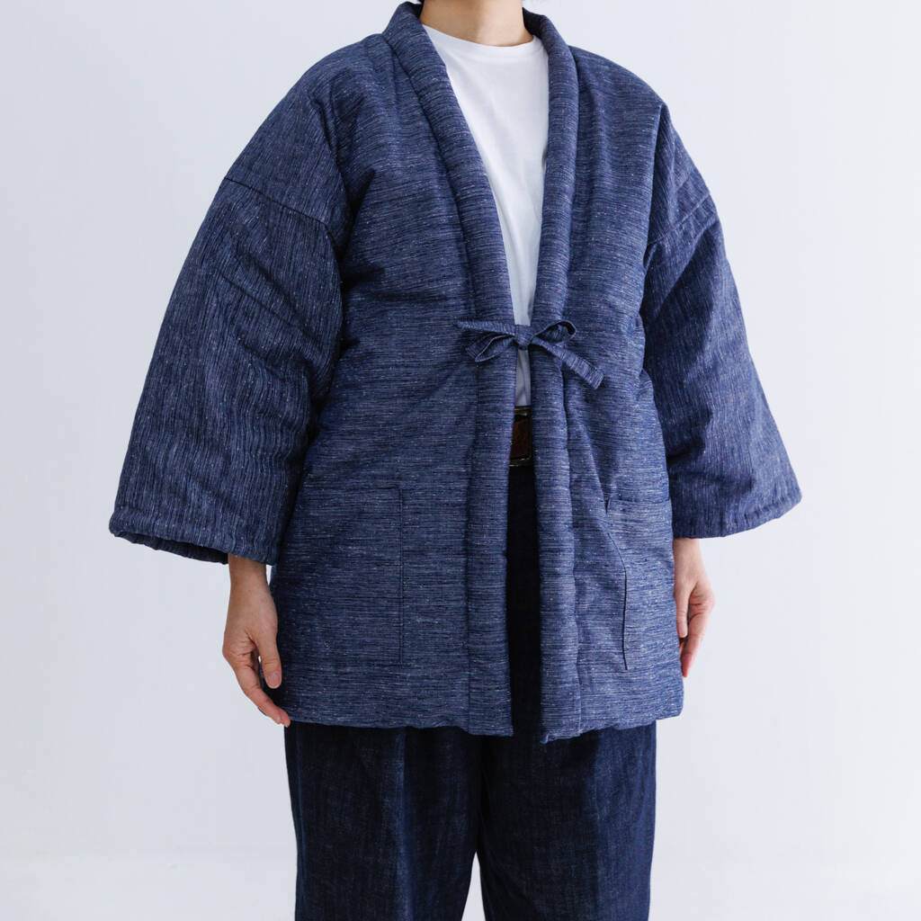 Japanese Padded Cotton Kimono Jacket Size Large Grey, 1 of 6