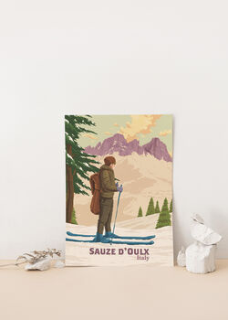 Sauze D'oulx Ski Resort Italy Travel Poster Art Print, 2 of 8